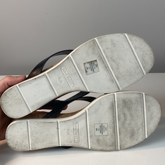 Nine West Black Dallan Slide Mini Wedge Sandals Size 8.5 - Picture 9 of 15